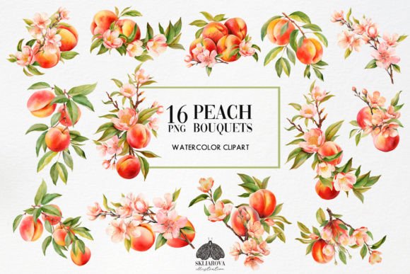 Download Watercolor Peach Bouquets - Peach Collection