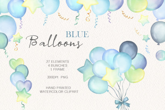 Download Watercolor Blue Balloons Party Clipart - Balloon Collection