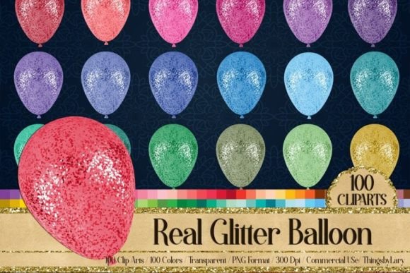 Download Real Glitter Balloons Party Cliparts - Balloon Collection