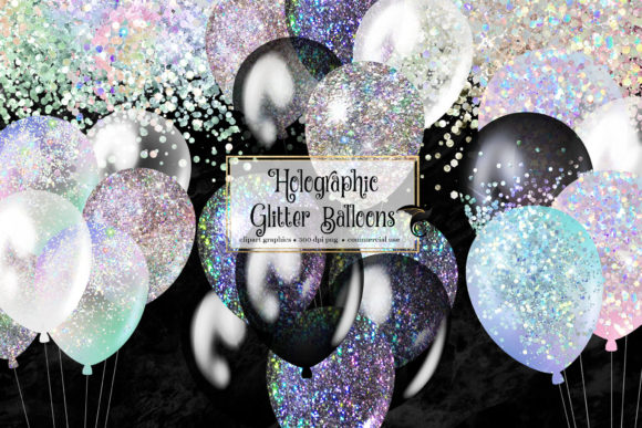 Download Holographic Glitter Balloons Clipart - Balloon Collection
