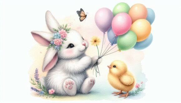 Download A Set of Bunny Sharing Pastel Balloons W - Balloon Collection
