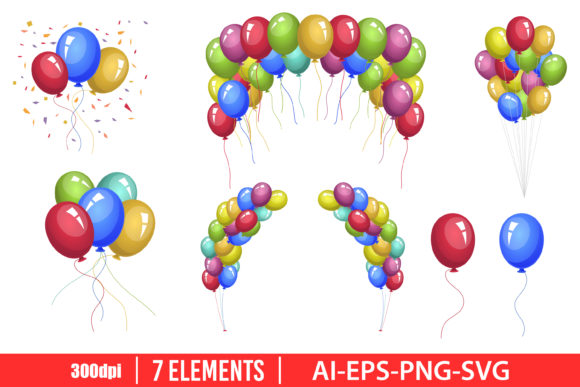 Download Colored Balloons Clipart Vector Design - Balloon Collection