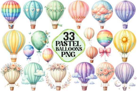 Download Hot Air Balloon Png, Pastel Balloons Png - Balloon Collection
