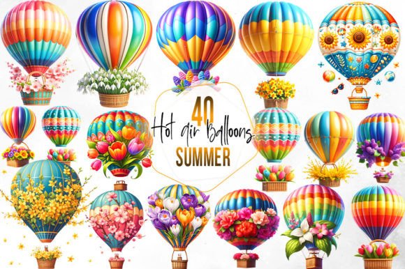 Download Summer Hot Air Balloons Clipart Bundle - Balloon Collection