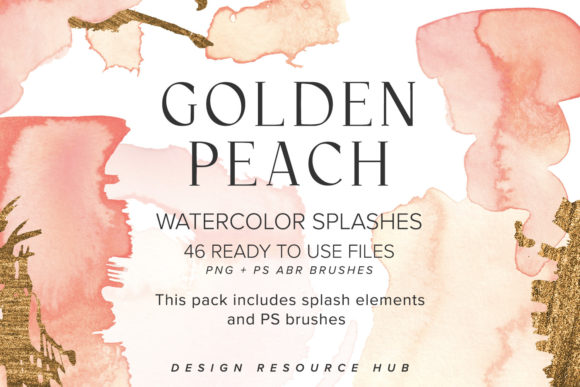 Download Golden Peach Watercolor Splash Pack - Peach Collection