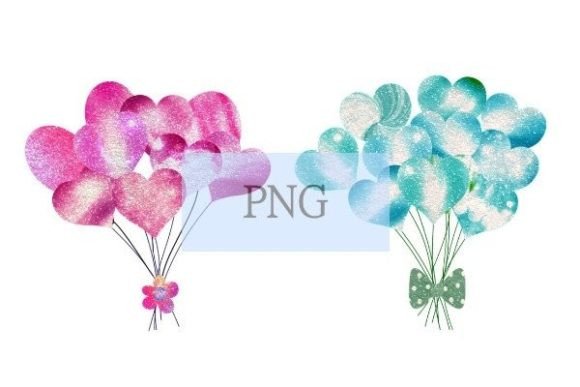 Download Glitter Balloons Pink Green Teal Png - Balloon Collection