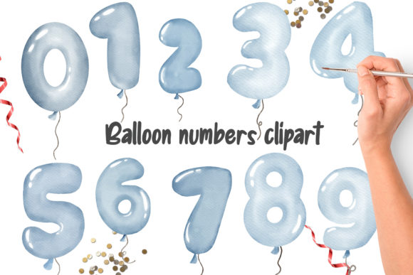 Download Watercolor Blue Balloon Numbers Clipart - Balloon Collection