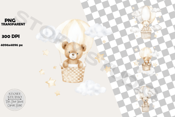 Download Sweet Baby Bear Hot Air Balloon Clipart - Balloon Collection