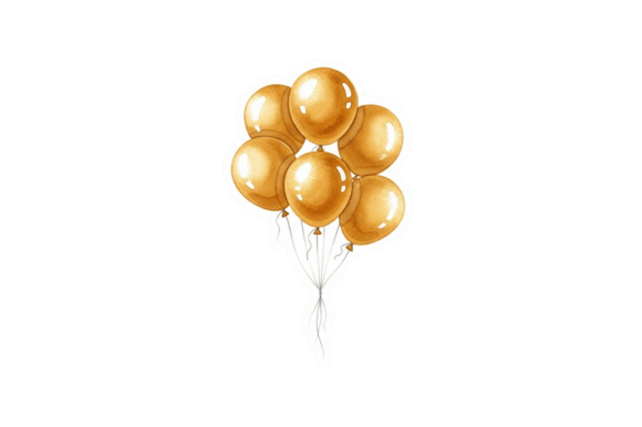 Download Golden Festive Balloon Bunch Artwork - Balloon Collection