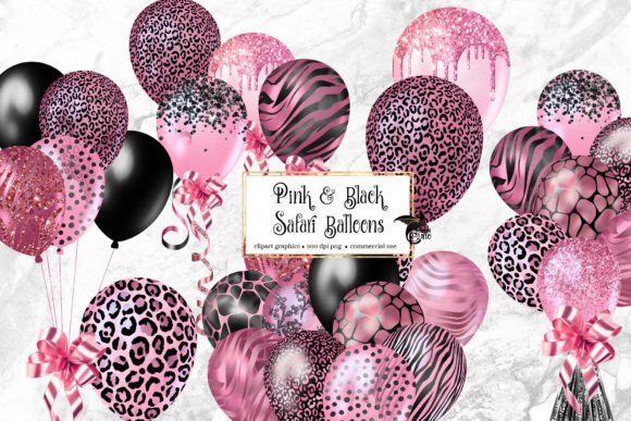 Download Pink and Black Safari Balloons Clipart - Balloon Collection