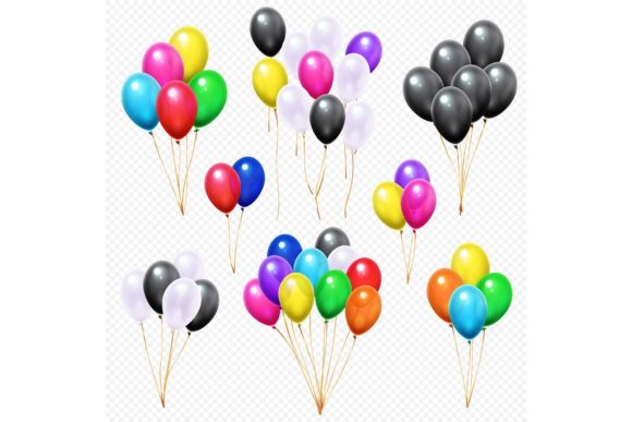 Download Realistic Balloons Bunches - Balloon Collection