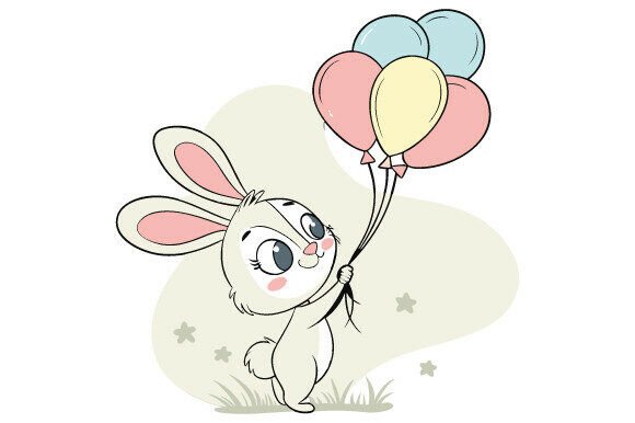 Download Cute Bunny with Pastel Balloons - Balloon Collection