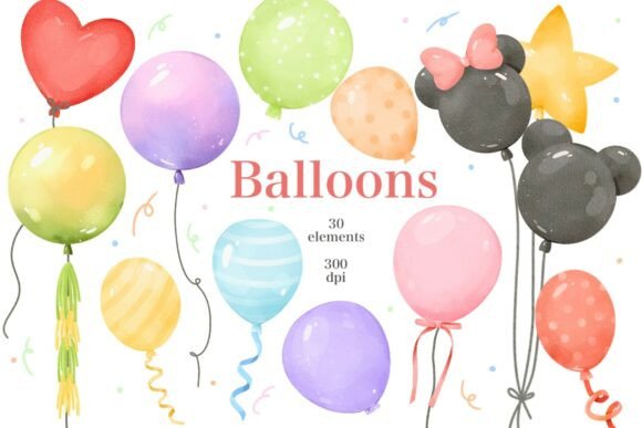 Download Watercolor Colorful Balloons Clipart - Balloon Collection