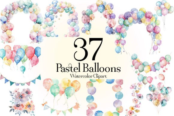 Download Watercolor Pastel Balloons Clipart - Balloon Collection