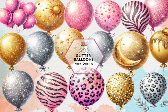Download Glitter Balloons Sublimation Clipart PNG - Balloon Collection