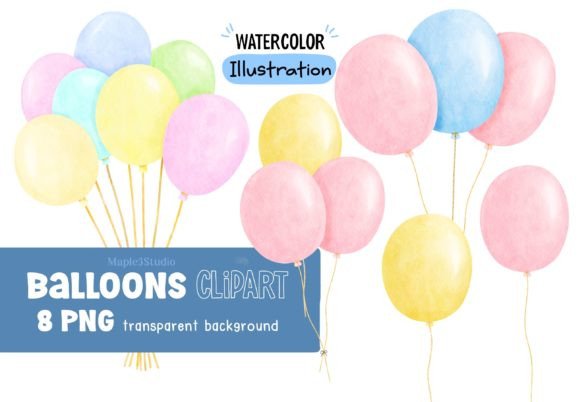 Download Pastel Balloons Watercolor Clipart - Balloon Collection