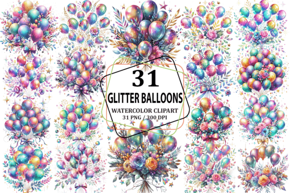 Download Holographic Glitter Balloons Clipart PNG - Balloon Collection