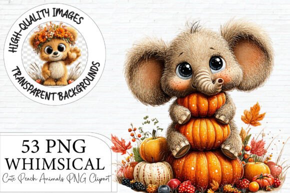 Download Whimsical Autumn Peach Animals PNG - Premium Resources